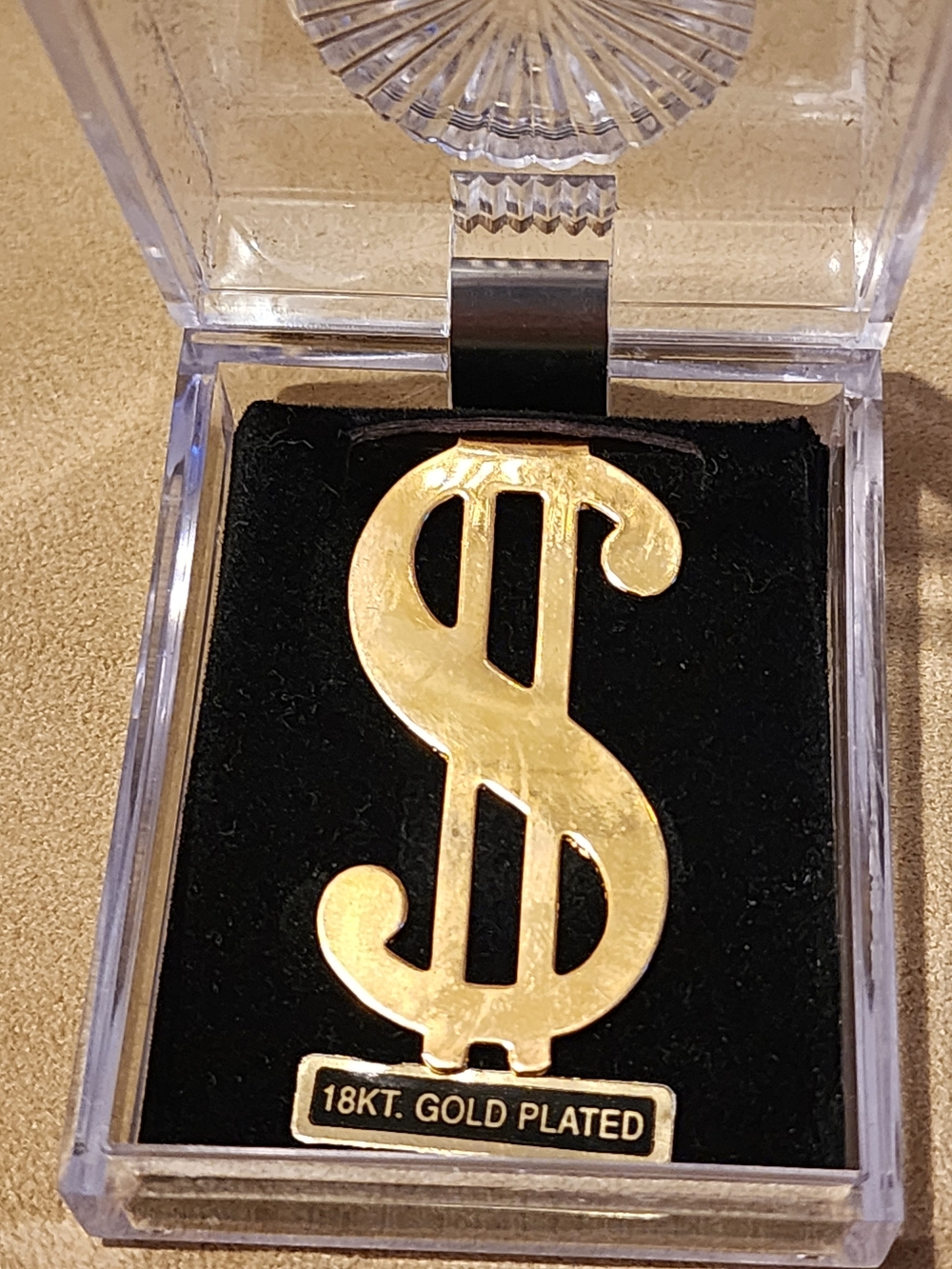 Vintage Gold Plated Dollar Sign Money Clip 18KT Gold Plated